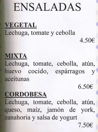 Carta com ensalada
