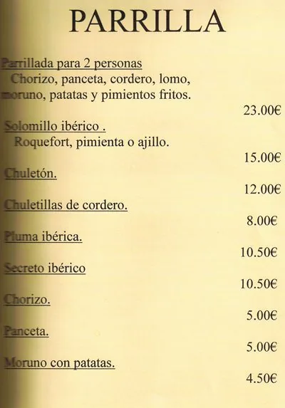 Carta com parrilla