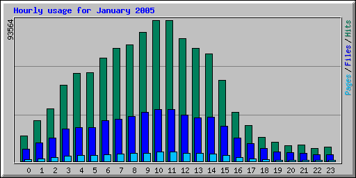 Hourly usage for January 2005